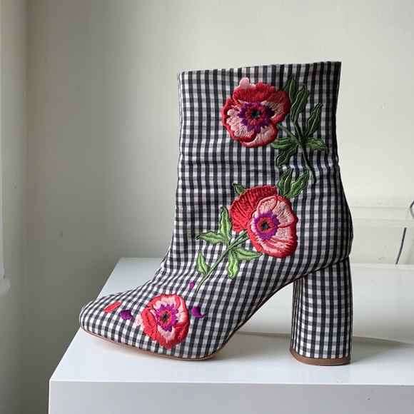 Top shop floral checkered booties - Picture 1 of 4